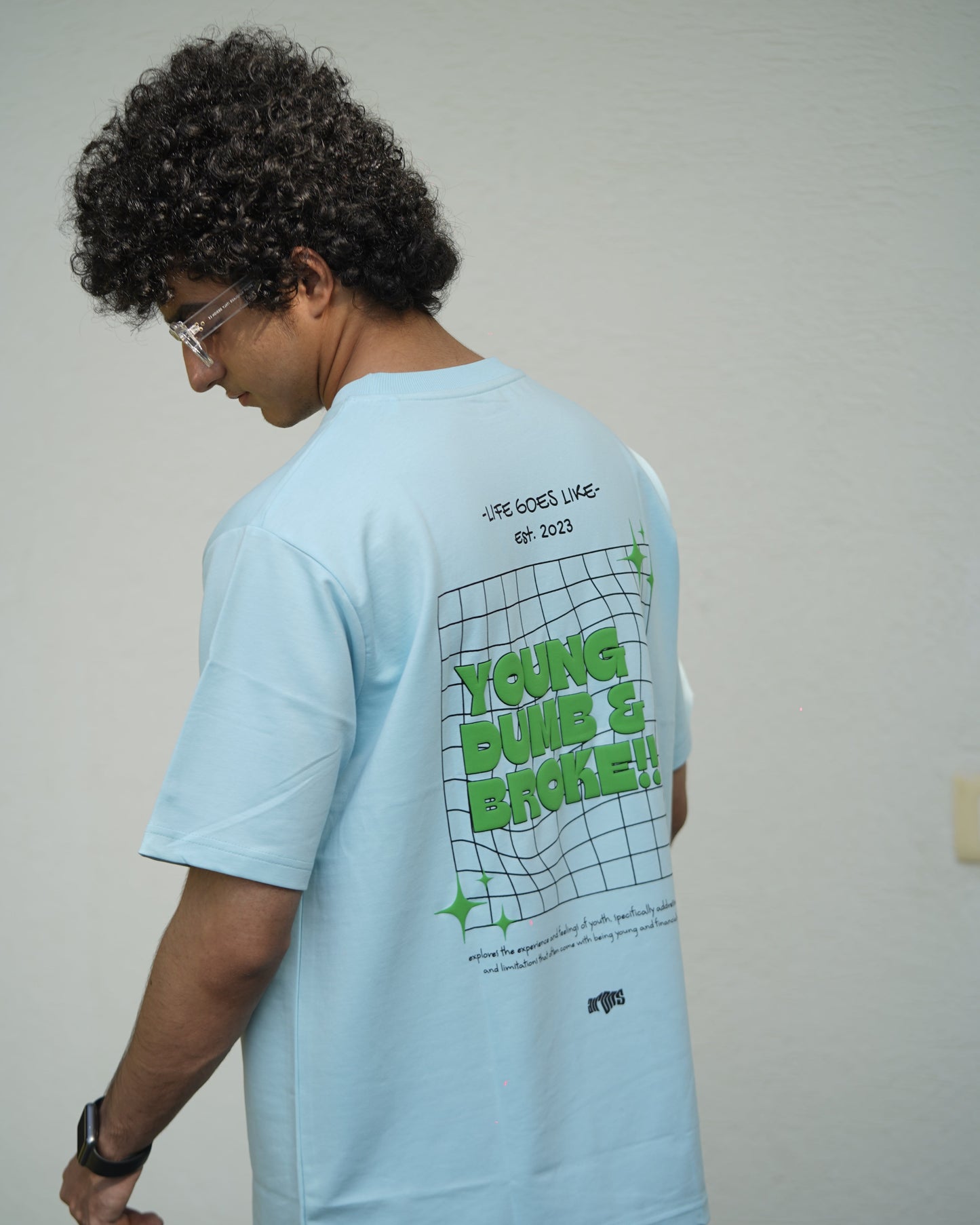 YOUNG DUMB & BROKE OVERSIZED T-SHIRT - SKY BLUE