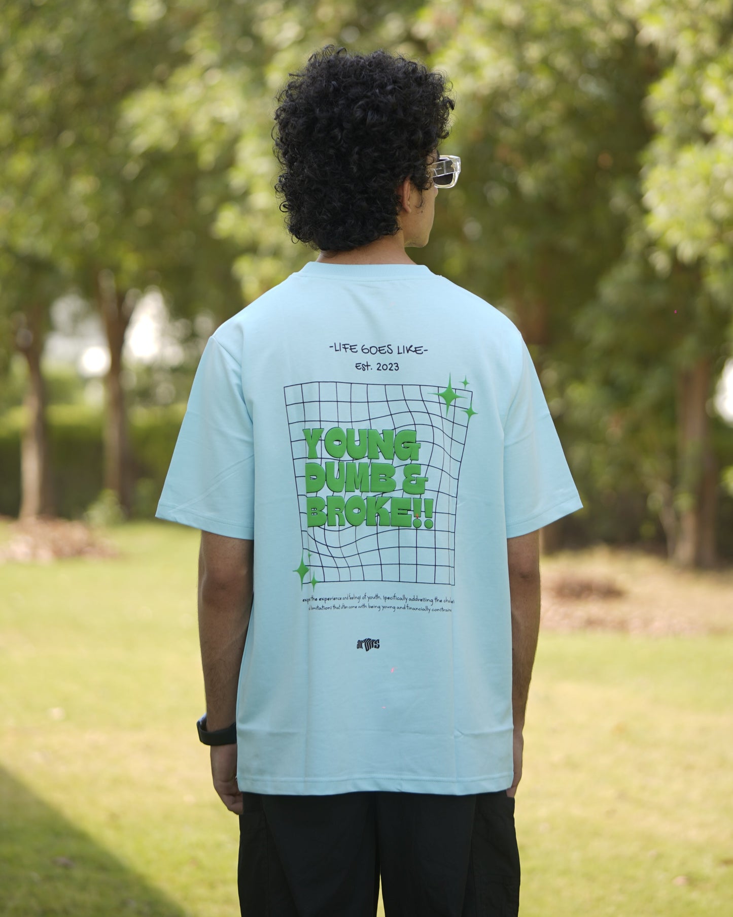 YOUNG DUMB & BROKE OVERSIZED T-SHIRT - SKY BLUE