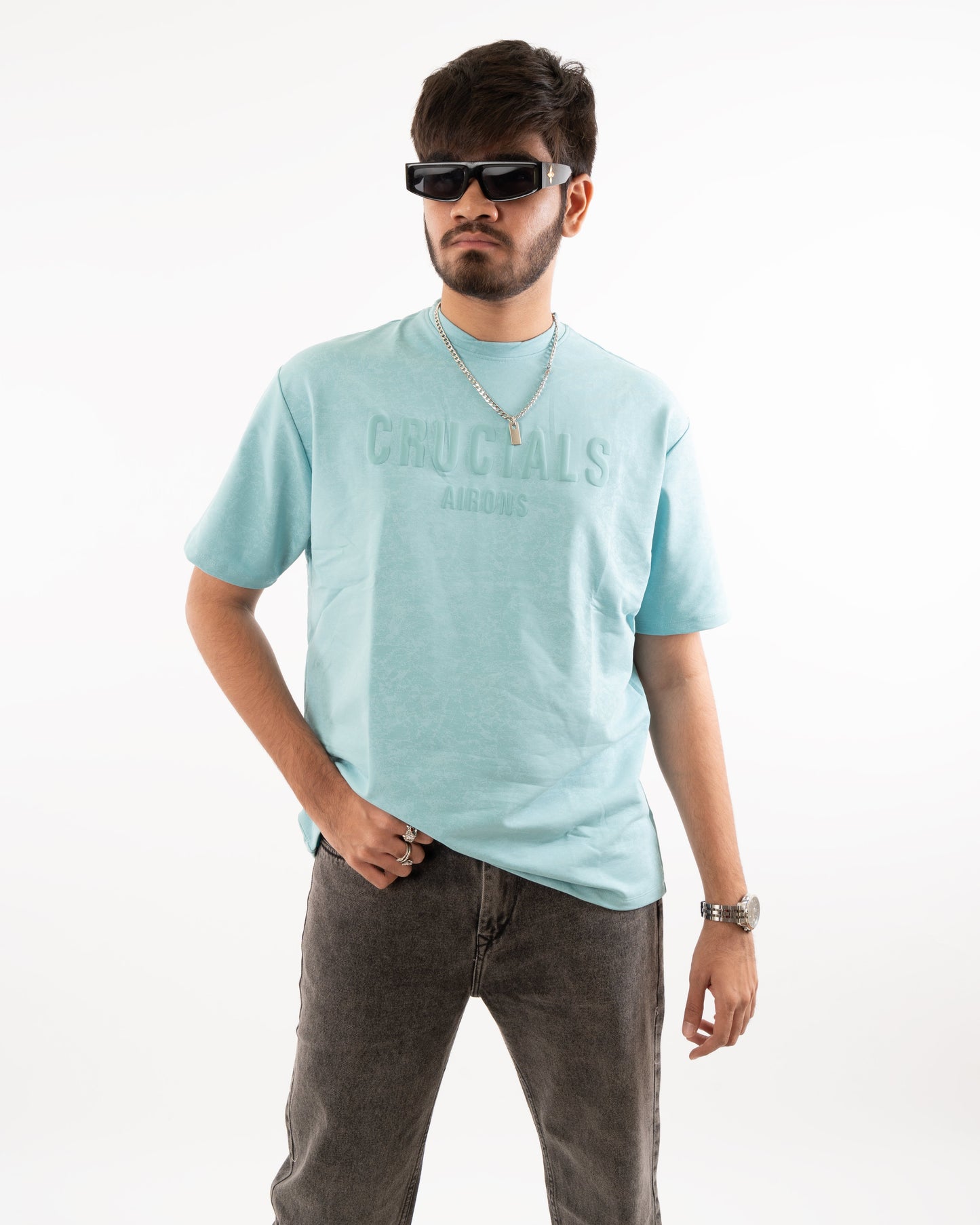 CRUCIALS OVERSIZED T-SHIRT - AQUA MARINE