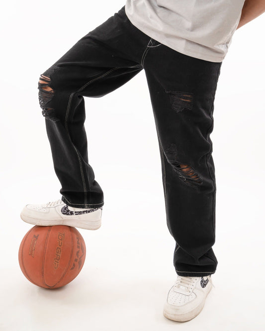 INFINITE BLACK RIPPED DENIM